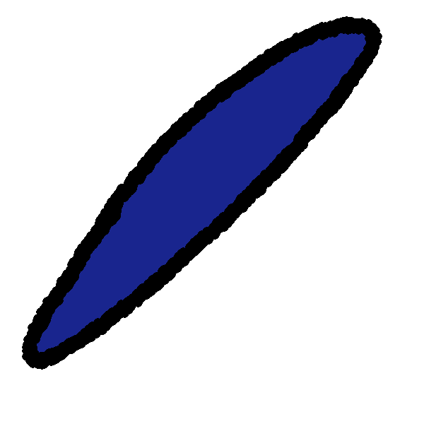 A rounded blue forward slash. 